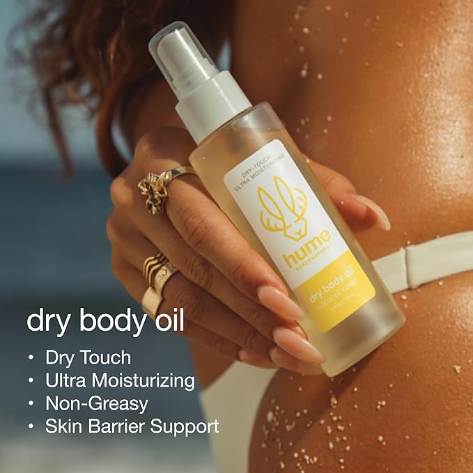 HUME SUPERNATURAL Dry Body Oil Spray - Ultra Hydrating Oil for Dry Skin, Light and Nourishing Body Oils for Women and Men, Long-Lasting Moisture (Coconut Coast, 1-Pack)