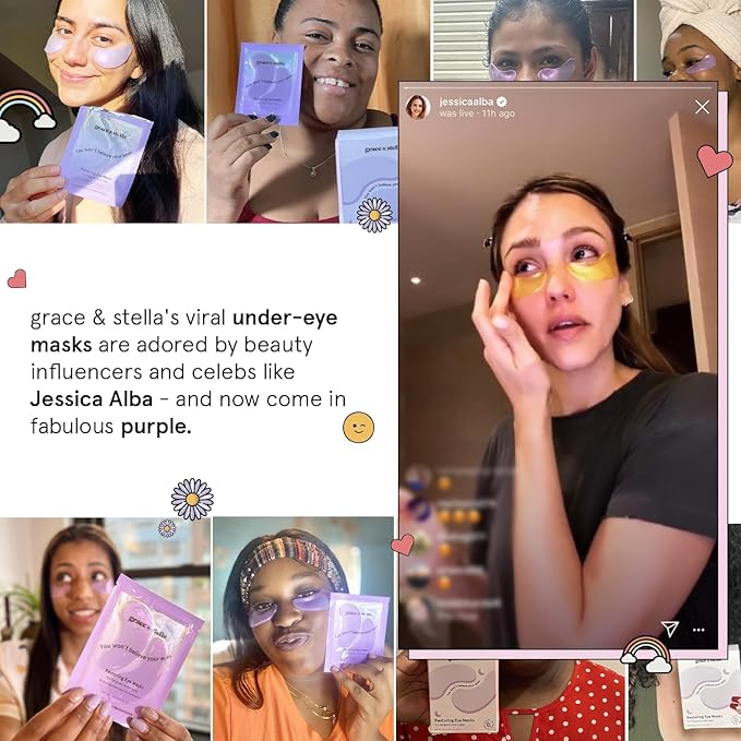 grace & stella Retinol Under Eye Patches for Puffy Eyes and Dark Circles, Restoring Gel Under Eye Masks with Hyaluronic Acid - Vegan Cruelty-Free Skincare - Christmas Gifts for Women (Purple, 6 Pairs)