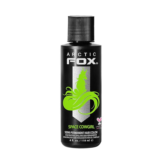 Arctic Fox Semi-Permanent Hair Dye, Vegan & Cruelty-Free, Conditioning, Ammonia-Free, Peroxide-Free, Vibrant Green Color, Space Cowgirl, Unisex, For Pre-Lightened Hair, 4 Fl Oz