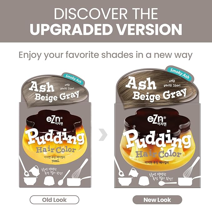 eZn Pudding Hair Dye, Ammonia-Free, Semi-Permanent DIY Korean Hair Dye Color with Keratin, Odorless Gentle for Sensitive Skin No Skin Irritation (Ash_Beige_Gray)