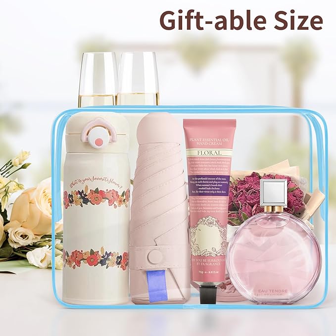 TISRATOK 12 PCS Clear Makeup Bag for Women with Zipper, TSA Approved Toiletry Pouch, Cosmetic Bag Bulk for Travel Organizer Essentials - Grey,Large