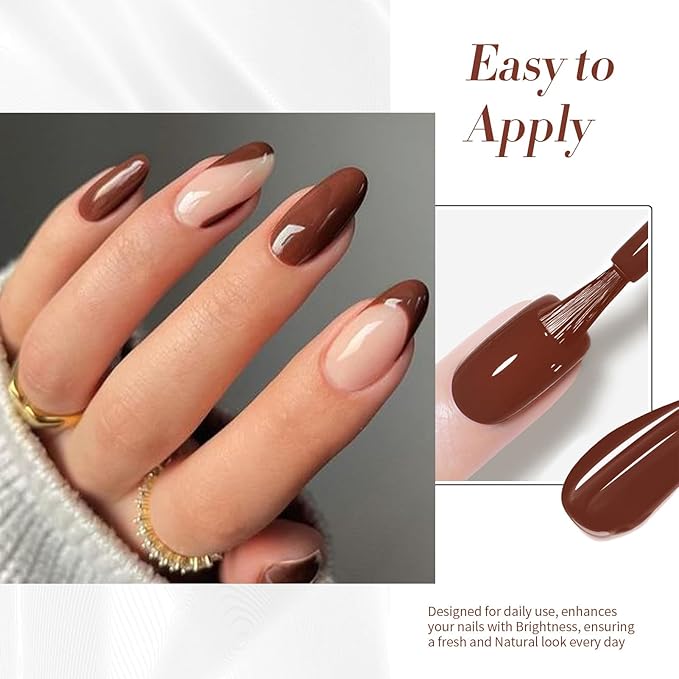 BORN PRETTY Brown Chocolate Gel Nail Polish Fall Winter Mocha Caramel Color Gel Polish Soak Off Gel Polish Nail Art Design Manicure Salon DIY Home 15ML