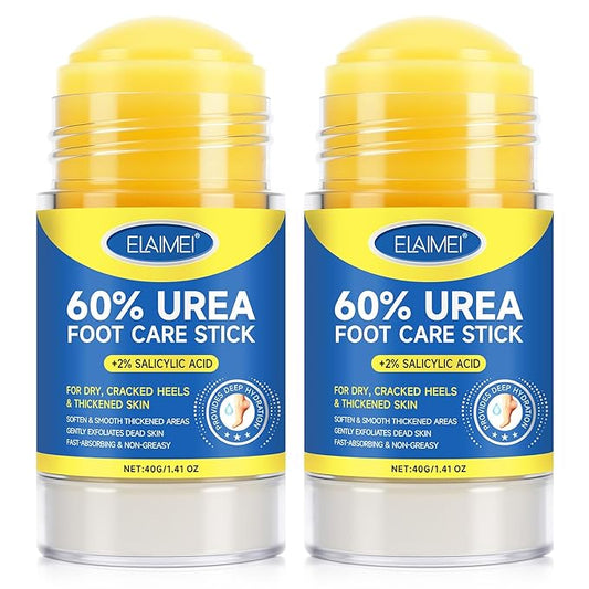 60% Urea Cream Stick with Salicylic Acid 2%, Urea Hydrating Foot Cream, Severe Cracked Heel Repair Restoring Balm, Foot Lotion Repairs and Hydrates Dry and Feet and Hand - 2 Packs
