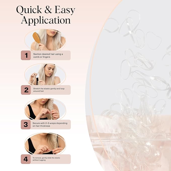 Kitsch Hair Ties No Damage for Kids, Teens and Women - Rubber Bands for Hair Styling | No Snag Hair Elastics | Daily Hair Accessories | Ideal Gifts for Women - 500pcs (Clear)