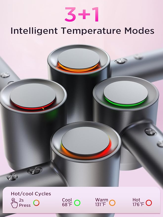 Hair Dryer, 160000 RPM Professional High-Speed Blow Dryer 500 Millions Negative Ionic Care Hair Dryer for Fast Drying, Low Noise Thermo-Control Hairdryer, Travel with Diffuser, Gray