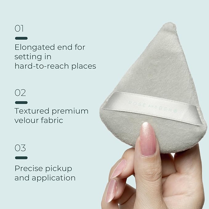 Rose and Ben Beauty Setting Puff | Flawless Undereye Concealer & Powder Application | Professional Makeup Blending Puff - Set of Two