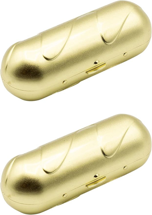Stephanie Imports Set of 2 Capsule Shaped Lipstick Cases With Glass Mirror (Gold Wave)