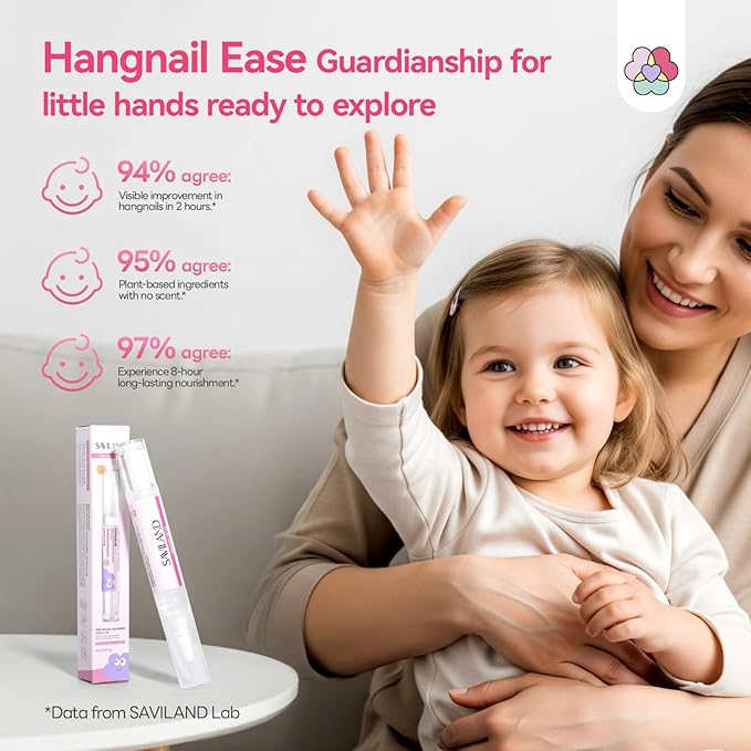 SAVILAND Cuticle Oil Pen for Kids: Plant-Based Nail Oil Pen 8-Hour Long-Lasting Nourishment 2-Hour Soften Tough Hangnails Child-friendly Cuticle Oil for Nails Gentle Nail Care for Kids 3-8 (Glamkids)