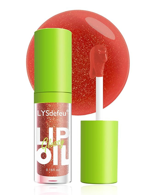Lip Oil Lip Glaze-1Pcs Hydrating Red Lip Glow Oil,Shiny Transparent Tint Lip Gloss Plumping,Long Lasting Non-sticky Clear Glow Reviver Lip Care,Christmas Oil Makeup Gift for Women Girl-06#