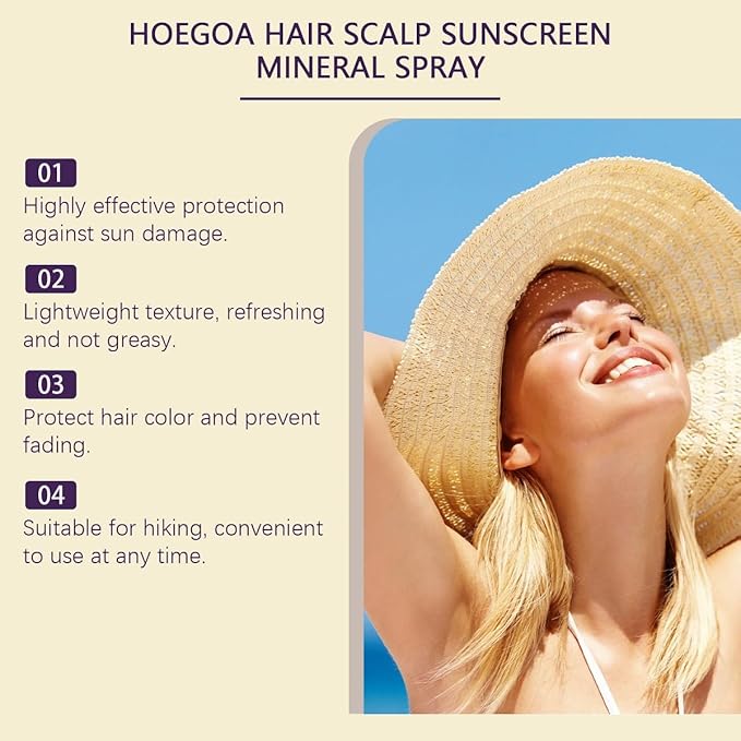 2 Pcs Hair and Scalp Sunscreen Spray SPF 30, Prevents Hair Fading Dryness & Scalp Sunburn for All Skin Type and UV Defense.
