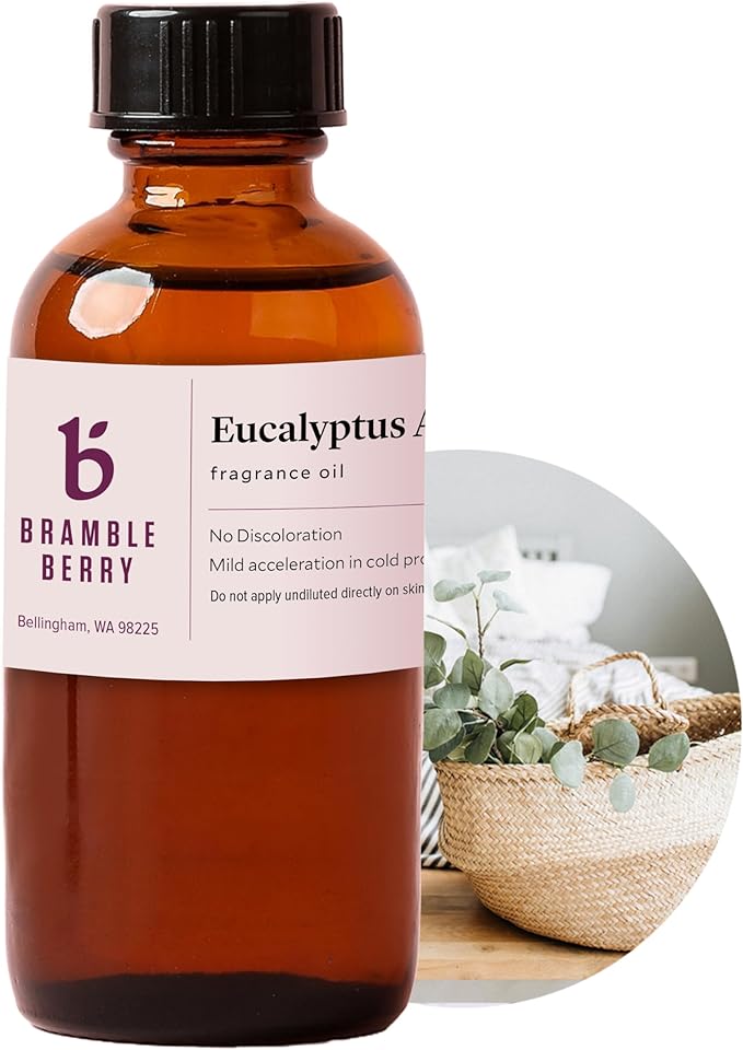 Bramble Berry Eucalyptus and Cotton Fragrance Oil 2 oz | Spa Clean Scent for Soap Making, Candles, Bath Salts, Lotion & Body Scrubs | Skin Safe, Vegan, Paraben & Phthalate Free