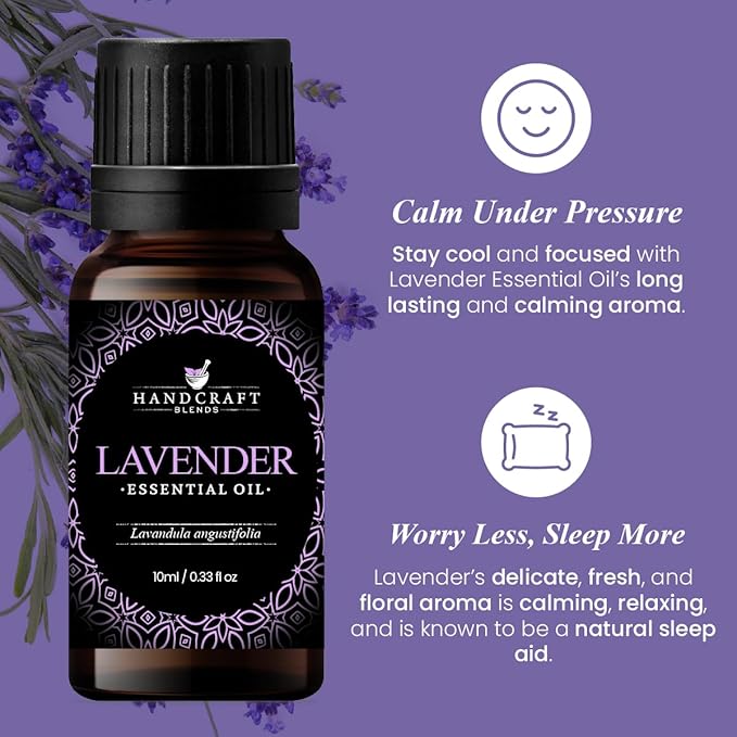 Handcraft Blends Lavender Essential Oil – 0.33 Fl Oz – 100% Pure and Natural – Premium Grade Essential Oil for Diffuser and Aromatherapy, Skin, Massage, Candle and Soap Making Fragrance