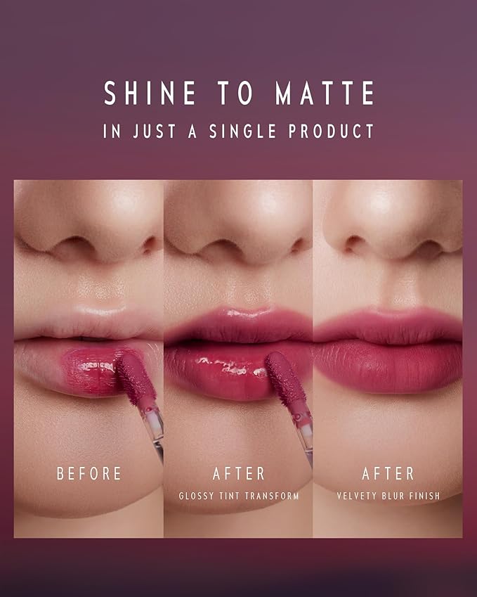 ALTERA BLURRING LIP TINT - Shine Lip Gloss to Soft Blurry Lip Matte Finish, Long-Lasting Lip Stain, Smooth and Blur lip lines, Watery-Velvet Feel, Hydrating & Non-Sticky (010 RIPPLE)