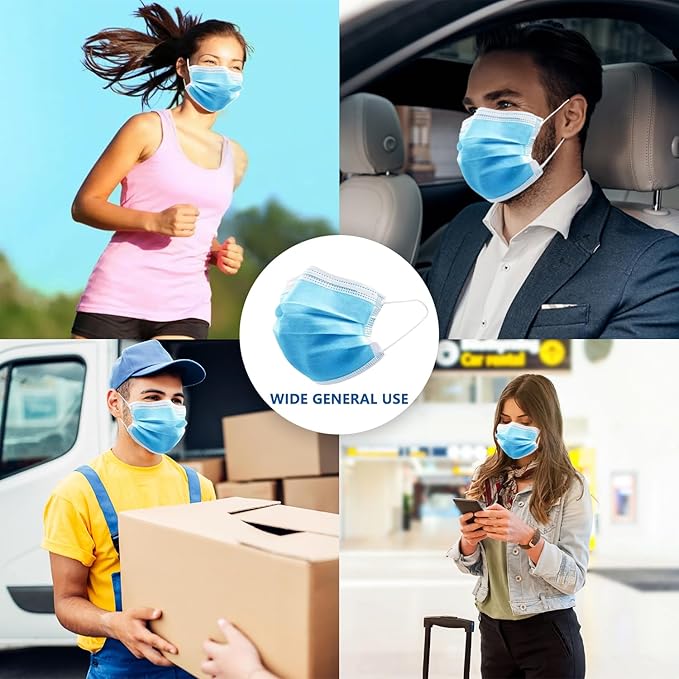 100Pcs 5 Color Disposable Face Mask, 3 Ply Breathable Masks with Soft Elastic Ear loops
