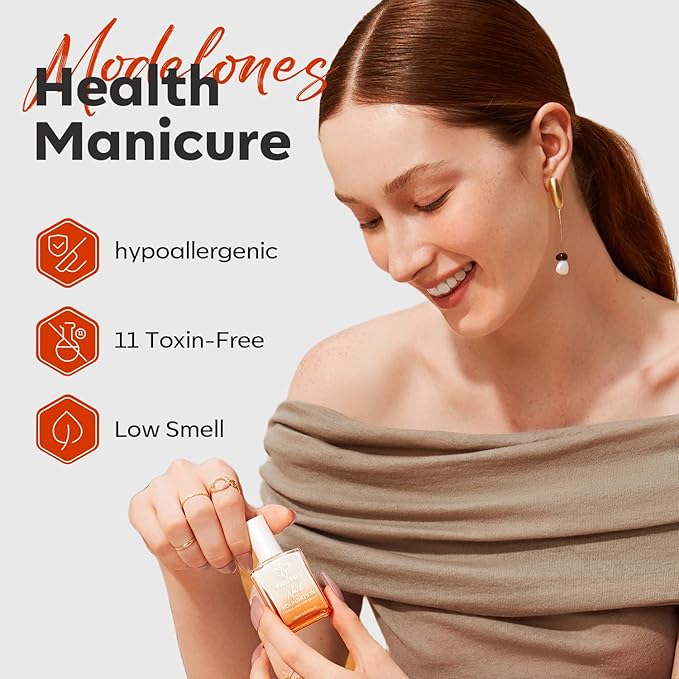 modelones Nail Strengthener and Growth Blushed Berry Nail Repair for Damaged Nails Strengthening Polish 15ml Natural Concealer Foundation Nail Care Gifts for Women