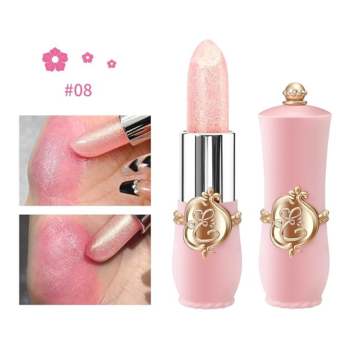BestLand 3 Pcs/Set Flower Jelly Lipstick Set Temperature Change Moisturizer Long Lasting Nutritious Glossy Shine Lip Balm Magic Gold Crystal PH Color Change Lip Gloss for Women