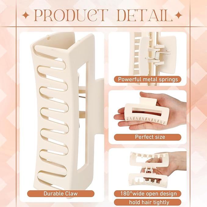 XunYee 100 Pcs Hair Claw Clips Bulk Large Square Jaw Headwear Clips Set for Women Nonslip Rectangle Hair Accessories Clip for Girl Women Gifts Beauty(4.1'',Classic Colors)