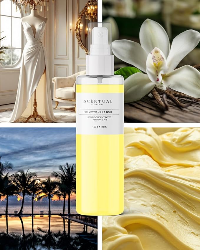 Ultra-Concentrated Hair & Body Perfume Mist, Long Lasting Women's Fragrance, Gourmand Perfumes for Women, Vegan and Cruelty Free (Velvet Vanilla Noir)
