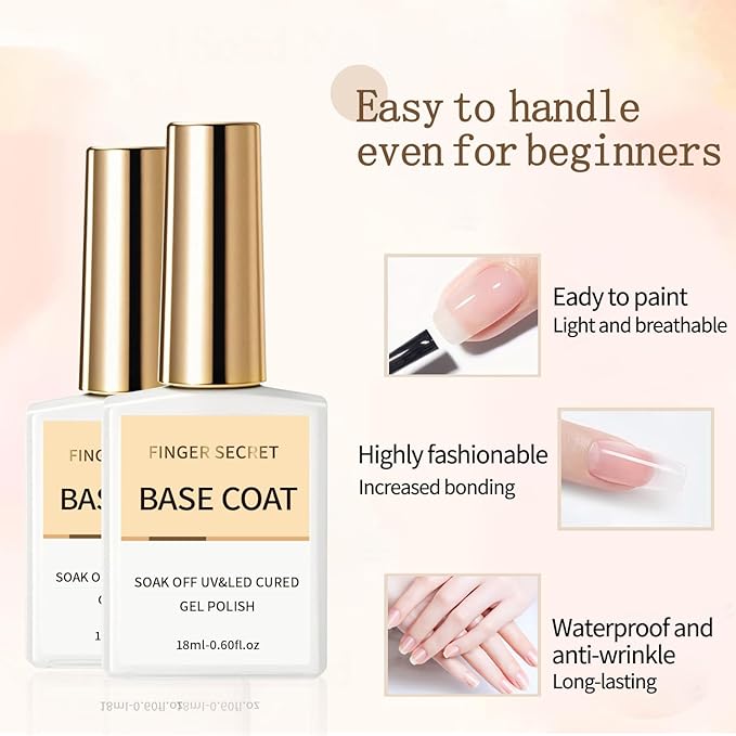 18ml/0.63floz Base Coat, Base Coat Gel Nail Polish,Nail Supplies Fast Drying Nail Polish for Art DIY Design Nail Art in Salon or Home Use