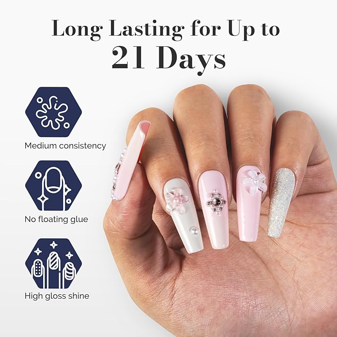 MelodySusie Fleurwee Plant Based Gel Nail Polish, 2 Pcs Hema Free Gel Polish, Light Pink and White Nail Polish 21 Non Toxic Long Lasting Nail Art Salon DIY Manicure at Home Gift for Women