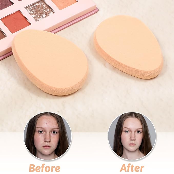 4 Packs Oval Puff Beauty Egg, Makeup Sponge Foundation Sponge Professional Beauty Blender Make up Puff for Eye Foundation, Blush Application, Forehead, Cheeks, Dry and Wet (Skin Tone)