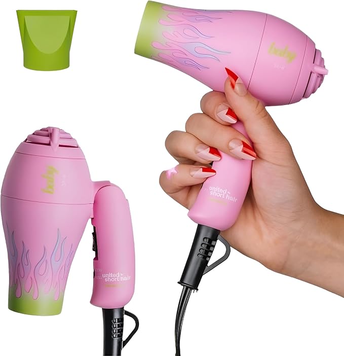 Travel Hair Dryer – Lightweight, Portable Dual Voltage Mini Blow Dryer for Women and Men with Foldable Handle, and Nozzle for Targeted Styling - Works on Short and Long Hair