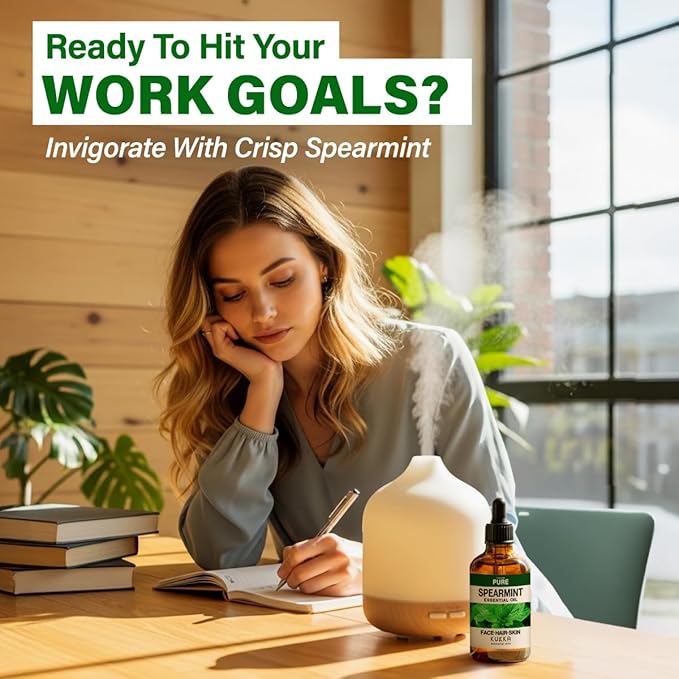 KUKKA Spearmint Essential Oils - 4 Fl Oz - for Hair, Skin, Diffuser, Aromatherapy & DIY Soap Making Scent