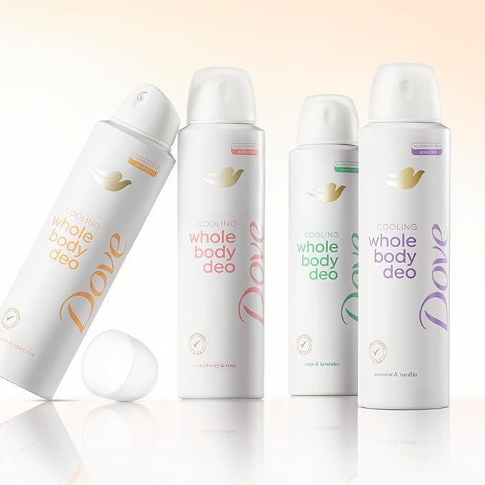 Dove Whole Body Deodorant Cooling Spray Peach & White Tea Aluminum Free 4oz