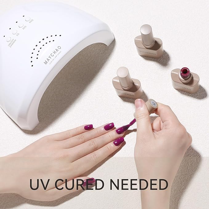 MAYCHAO 15ML Vino Red Gel Nail Polish 1Pc Claret-Red Nail Polish Soak Off UV LED Nail Gel Polish Nail Art Starter Manicure Salon DIY at Home, 0.5 OZ