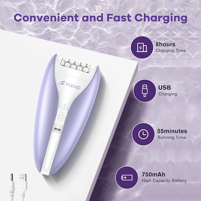 Silent Epilator for Women, 2-Speed Facial & Body Hair Remover, Smooth Glide Technology, for Face, Legs, Bikini & Arms