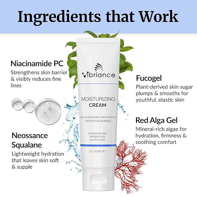 Vibriance Moisturizing Cream | Anti Aging Moisturizer for Face with Squalane, Niacinamide | Moisturizer for Aging Skin | Day/Night Face Cream for Older Women 60 Plus