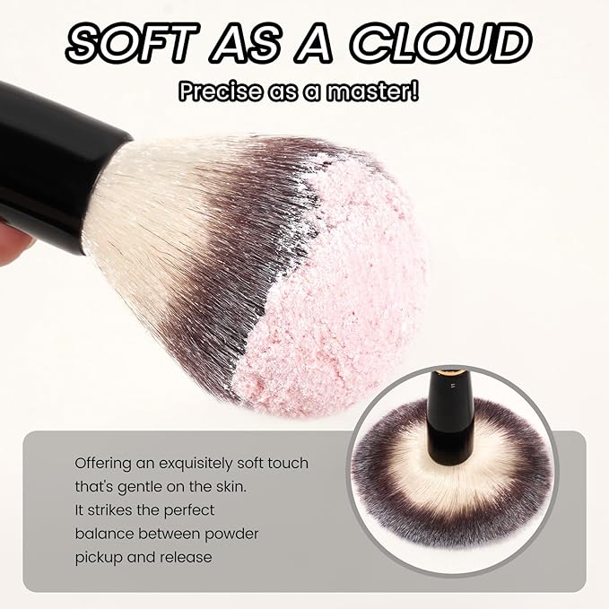 MAANGE 13Pcs Makeup Brushes with Case, Professional Brochas De Maquillaje for Face & Eyes, Soft Synthetic Foundation Powder Blush Eyeshadow Brush Kit with Gift Box,Black