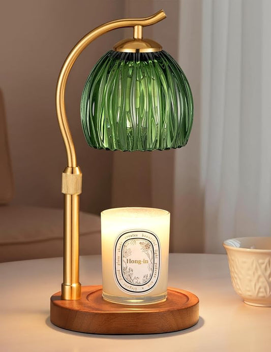 Candle Warmer Lamp with Timer - Electric Flameless Wax Melter Warmer for Jar Scented Candles, Vintage Home Decor Cozy for Women Mom Friend Sister (Green)