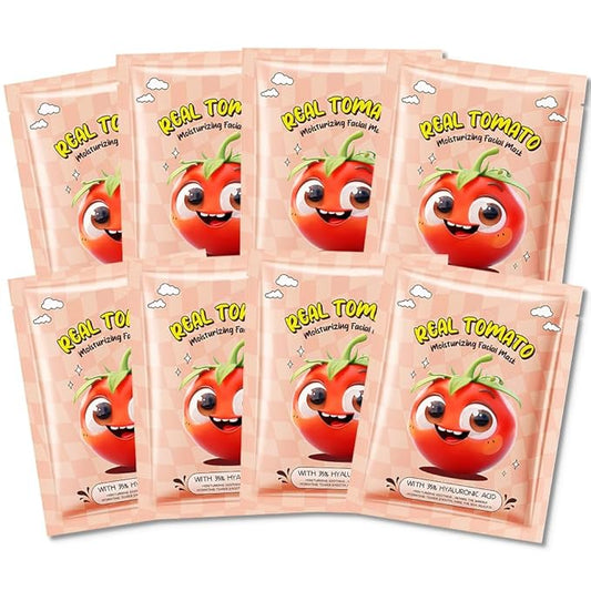 8 Pack Tomato Kids Face Mask,Pink Face Masks Skincare Spa Day Kit Supplies,Spa Party Favors for Teens Girls Women,Sheet Facial Mask Skincare Gifts Set,Moisturize Soothe for All Skin Types