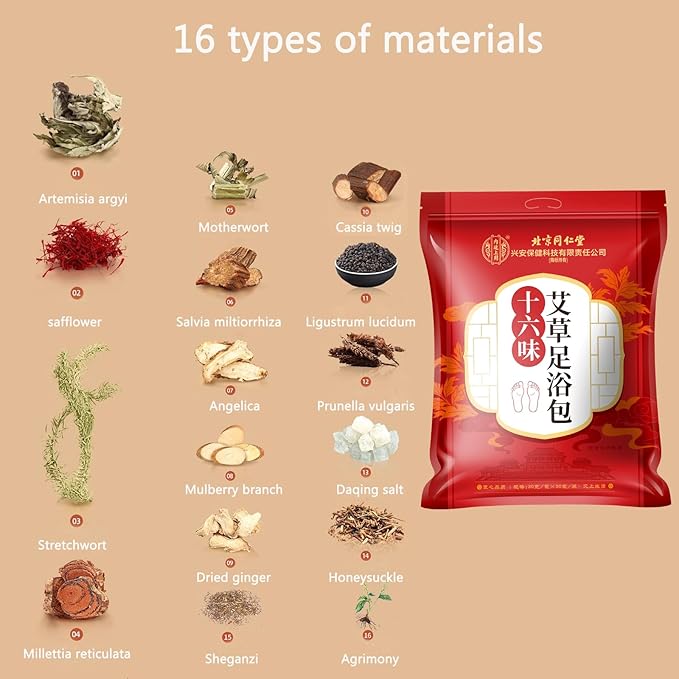 30 PCS Body Detox Foot Soak to Remove Toxins,Lymphatic Drainage Ginger Feet Soak,Mugwort Herbal Foot Detoxing Soak for Dry Cracked Feet Dispel Cold Remove Dampness 泡脚足浴包艾草叶