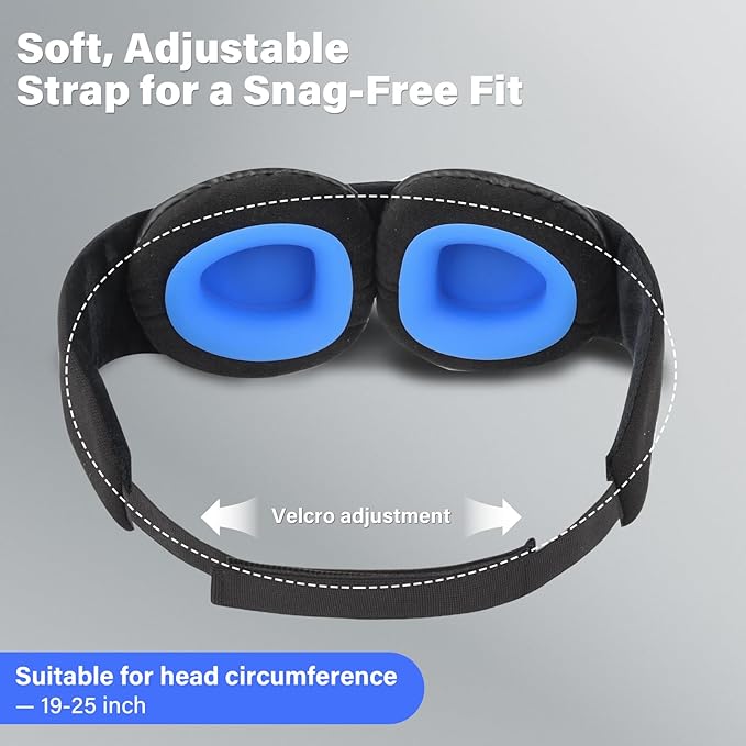 Sleep Mask for Dry Eyes – 100% Blackout Eye Mask & Moisture Goggles – Adjustable Sleeping Mask for Men & Women – Reusable Eye Masks for Sleep, Soft & Comfortable – Great for Travel, Black