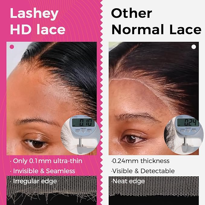 Lashey 5x5 SKINLIKE Real HD Lace Closure Straight, 0.10mm Ultra thin HD Lace Human Hair Closure Pre Bleached Knots Pre Plucked Invisible Hairline 22 Inch Natural Black