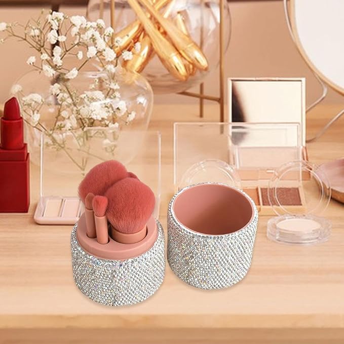 5Pcs Mini Travel Makeup Brush Set with Case,Foundation Eye Makeup Set,Lady Portable for Christmas,Purse