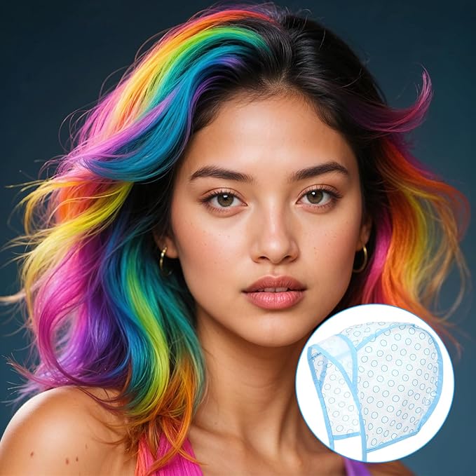 3PCS Highlight Caps For Hair Highlighting Cap Disposable Frosting Caps for Highlighting Hair Dying Highlights Cap With 3 Plastic Crochet Hooks for Dying, Bleach, Salon and DIY Hairdressing(Blue)