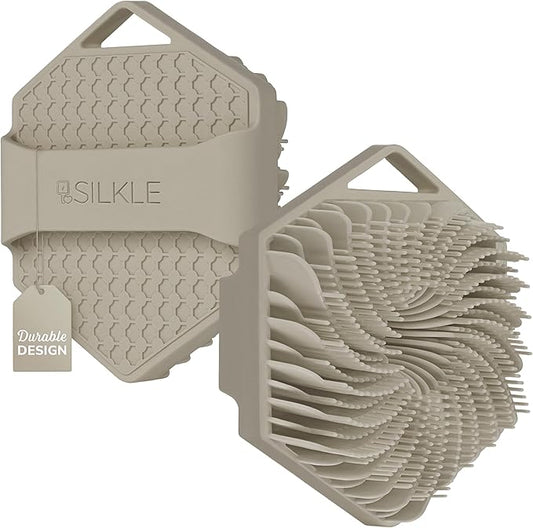 Silicone Body Scrubber - Exfoliating Bath Brush and Skin Cleanser - Shower Sponge for Gentle Body Scrub and Wash - Silicone Scrubbing Care Tool for a Refreshed and Renewed You - Clay