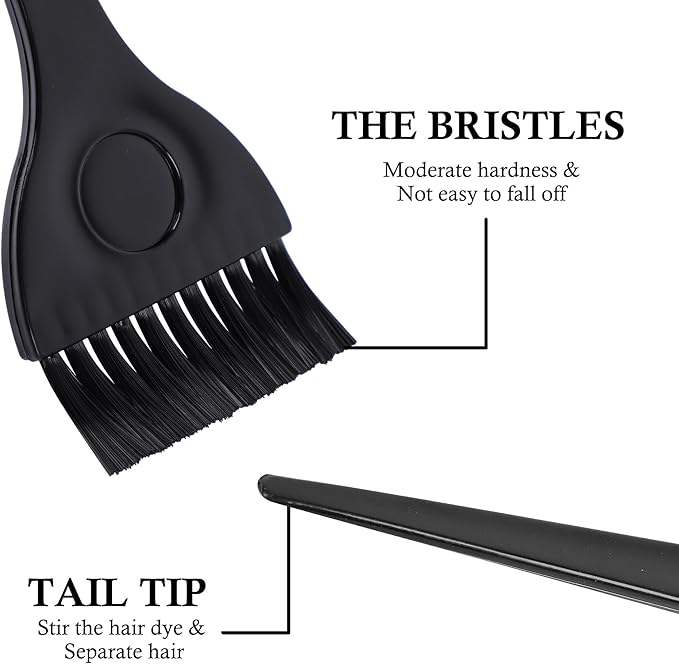 uxcell Hair Dye Tint Brush, Professional Salon Color Bleach Applicator Brush for Women, 1 Pcs 1 x 2.4 Inch Large Soft Feathered Bristles Hair Comb Coloring Tool for Home DIY Dyeing, Black