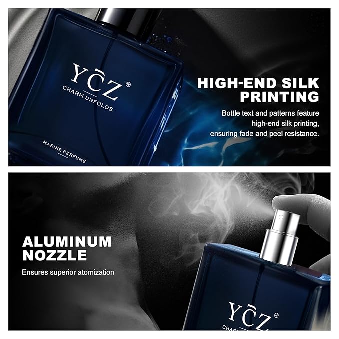 Ycz Charm Unfolds Marine Perfume for Men, 1.7 oz. Long Lasting Eau De Parfum Cologne For Men, Oriental Woody Fragrance - Ideal Special Occasions, Making it the Ideal gentlemen’s Gift