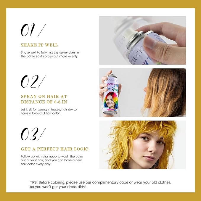 Hair Color Spray, Temporary Hair Dye for Women & Men, Vibrant Colors Hair Wax Gray Hair Cover for Party, Halloween, Cosplay (Blonde, 120 ML)