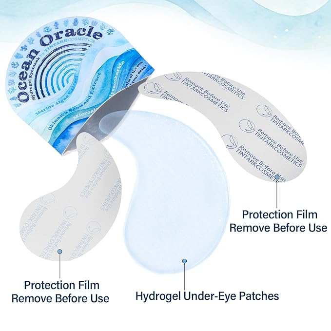 Ocean Oracle Hydrating Hydrogel Eye Patches 28 Pairs, 5-Min Soothing Eye Masks with Marine Algae & Seaweed Blend, Rejuvenating Eye Pads for Tired Eyes, Spa Relaxation Gifts for Women & Men
