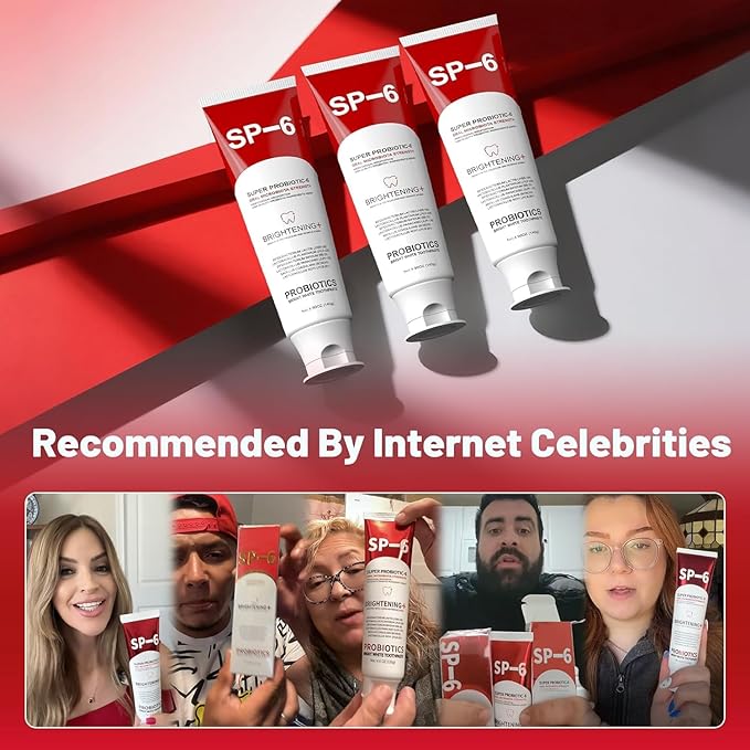 Sp-6 Probiotics Whitening Toothpaste - Sp6 Brightening Tooth Paste Enhanced Super Probiotic Formula Deep Cleaning Fresh Breath Dental Gum Health Oral Microbiota Strength Enamel Care