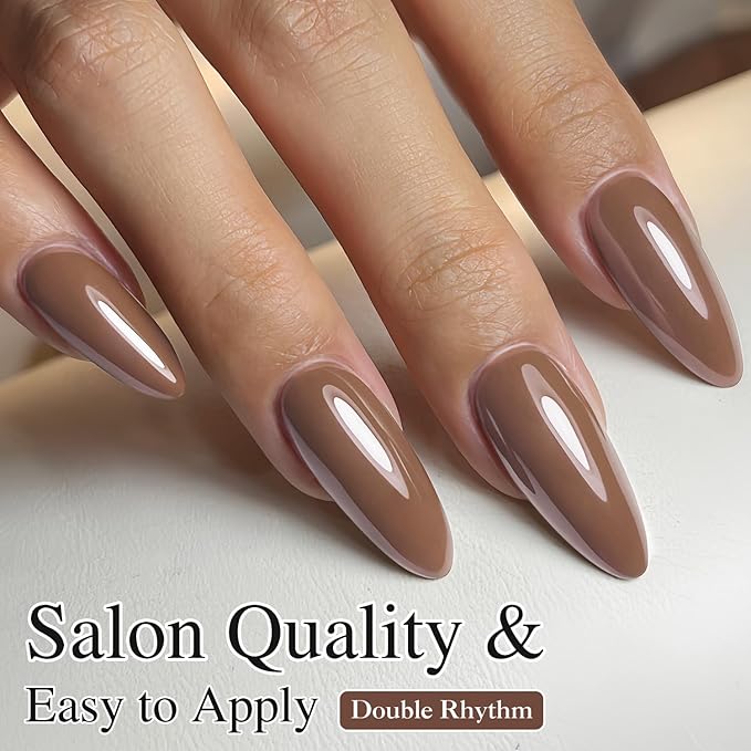 Double Rhythm 15ML Gel Nail Polish Pure Sheer Same Color Same Bottle Soak Off Gel Polish Art Manicure Salon DIY at Home for Women (Gray Brown-A1445)