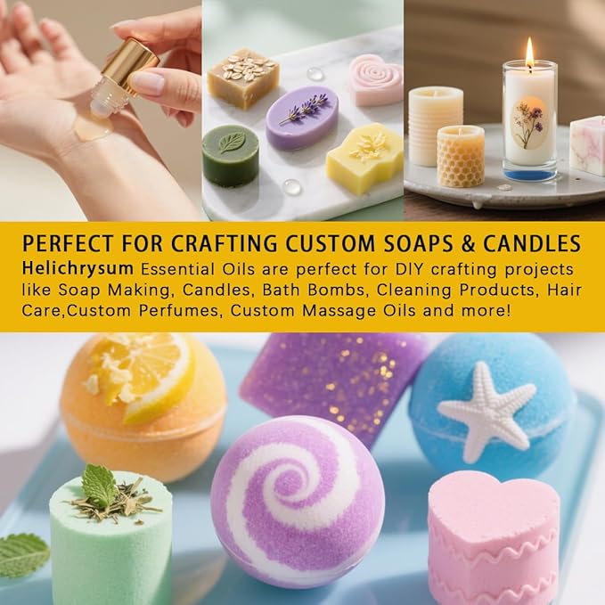 Helichrysum Essential Oil, Helichrysum Oil 4 Fl Oz 120ML for Diffuser Humidifier Yoga Cleaning DIY Candle Soap Making Perfume Gift for Women Essential Oils