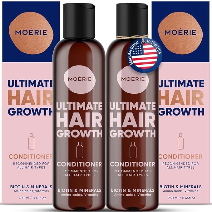 Moerie Ultimate Hair Growth Conditioner – For Longer, Thicker, Fuller Hair - Vegan Friendly Volumizing Hair Products – Paraben & Silicone Free – All Hair Types – Reverse Hair Loss – Double Set