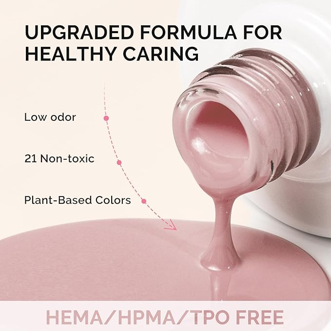 MelodySusie Fleurwee Plant Based Gel Nail Polish, Nail Polish Hema Free 21 Non Toxic Long Lasting No Chip Finger Toe Nail Art Manicure Salon DIY at Home Gifts for Women Dried Rose Nude P57