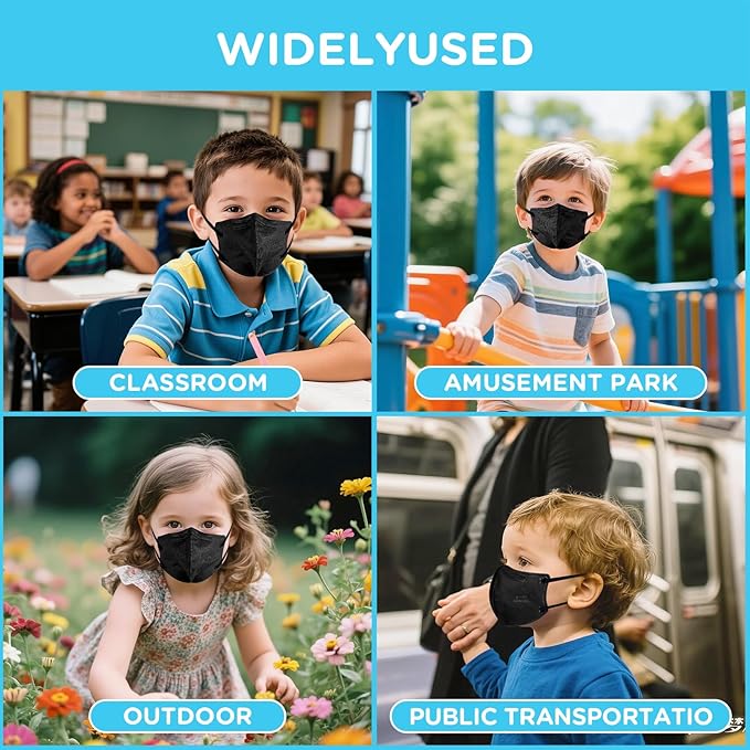 KN95 Masks for Children, 50 Packs 5 Layers Breathable, Disposable Masks With Adjustable Earloop for Boys Girls in School & Travel Outdoor